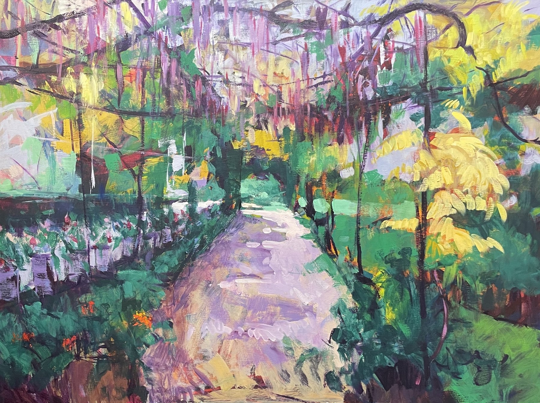 Adiós a las glicinias, obra de José González Mas, 130 × 97 cm