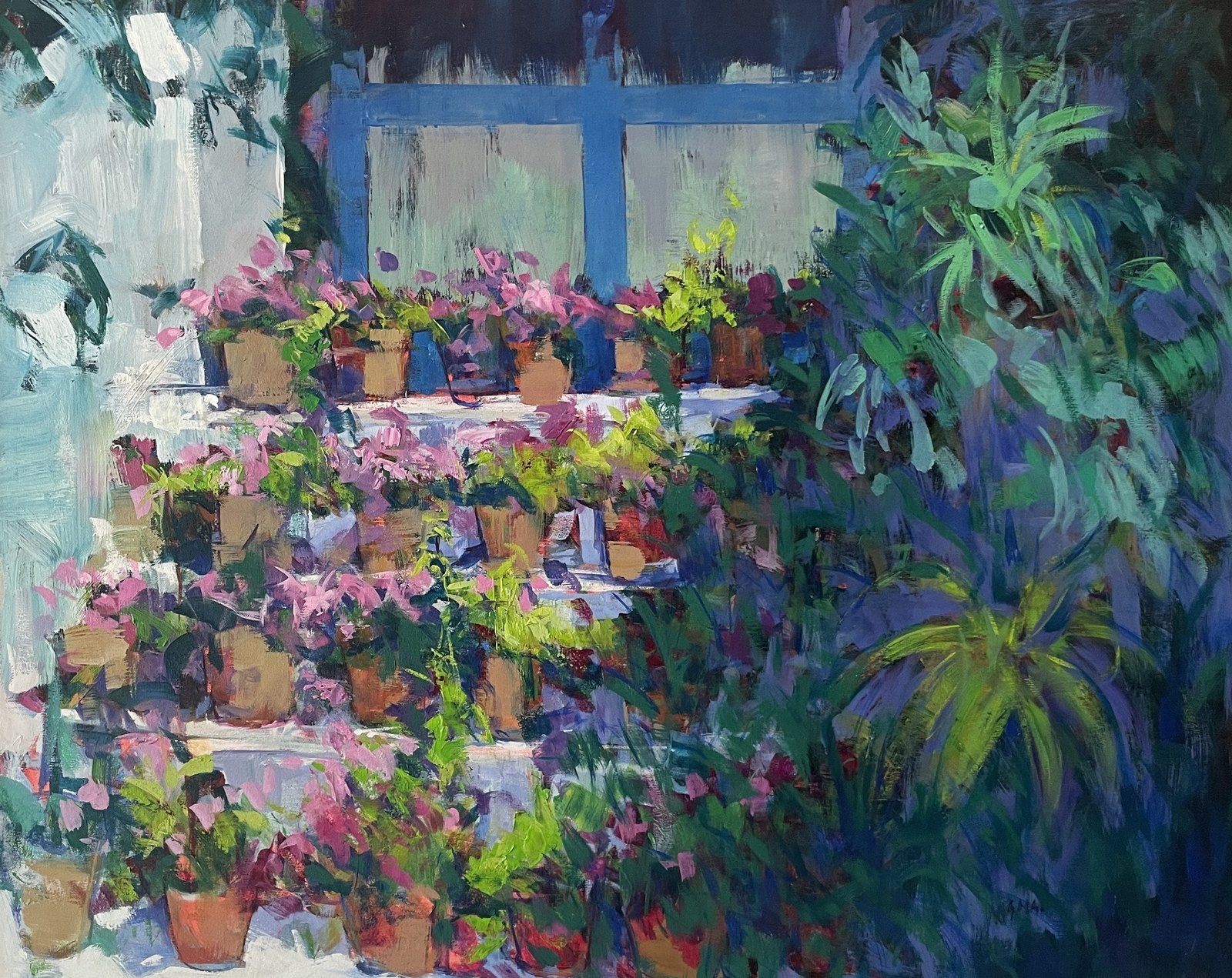 Ventana con macetas, obra de José González Mas, 81 × 65 cm