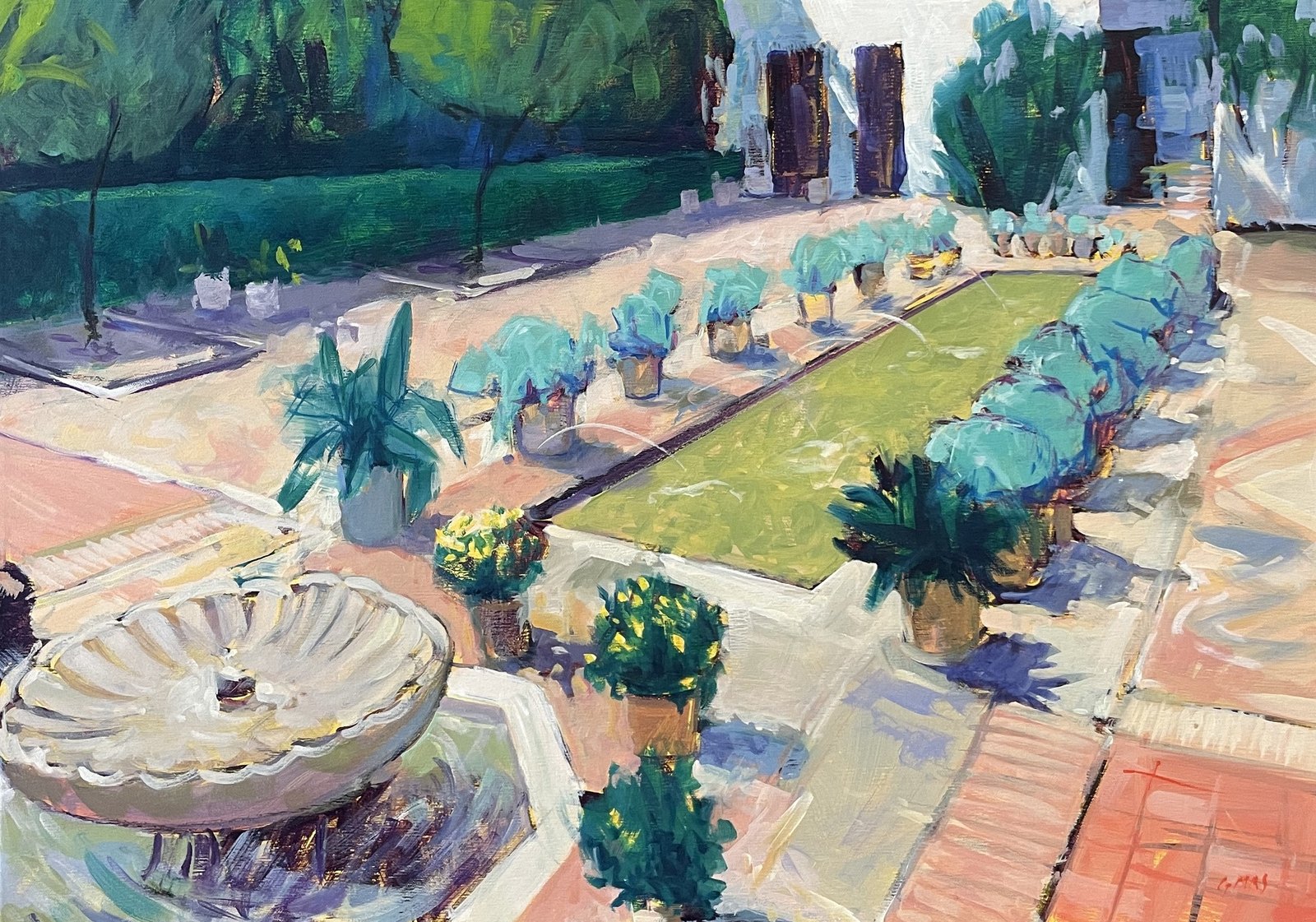Estanque P. Varela, obra de José González Mas, 65 × 46 cm