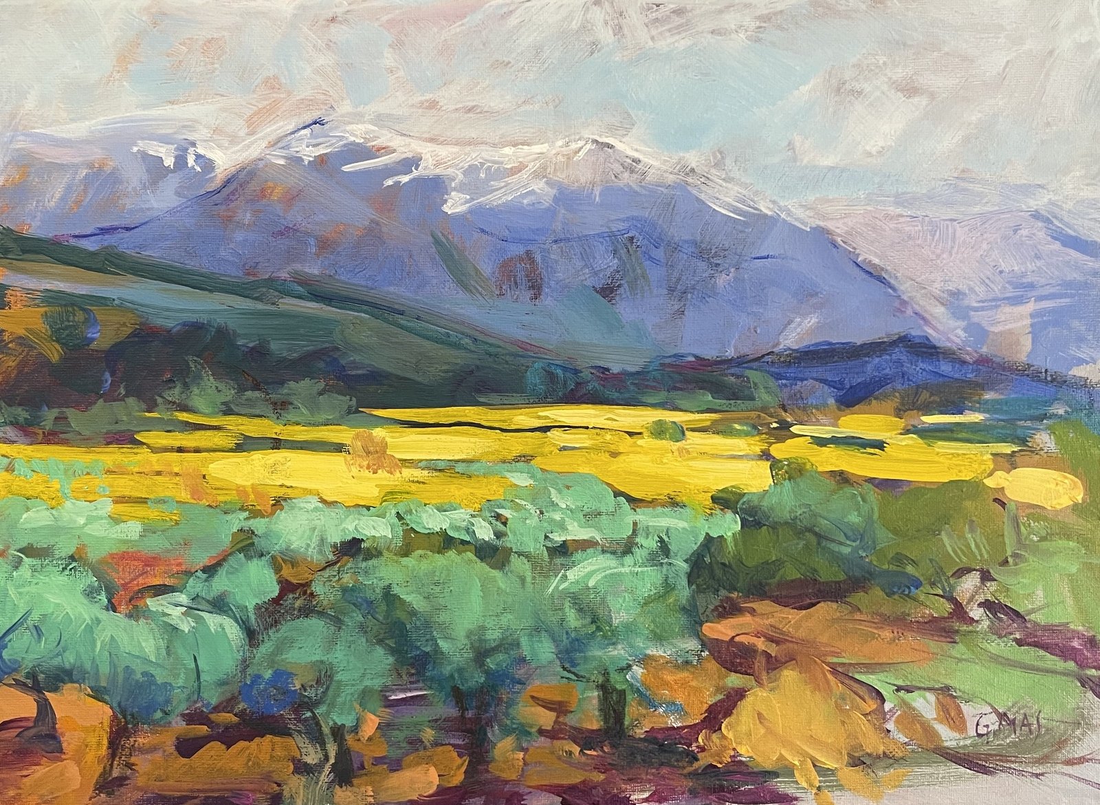 Campos de colza, obra de José González Mas, 35 × 27 cm