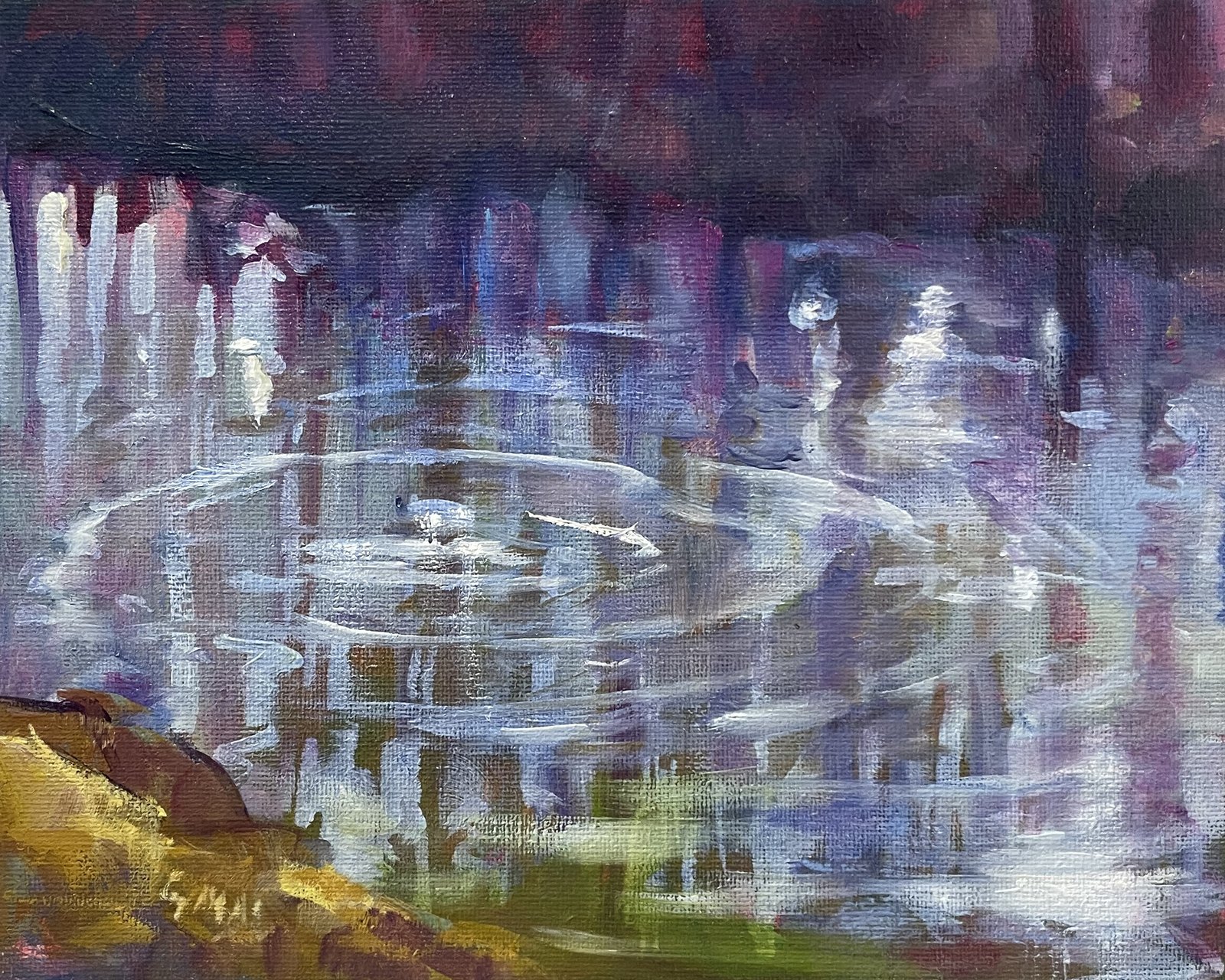 Hondas en el agua, obra de José González Mas, 25 × 20 cm