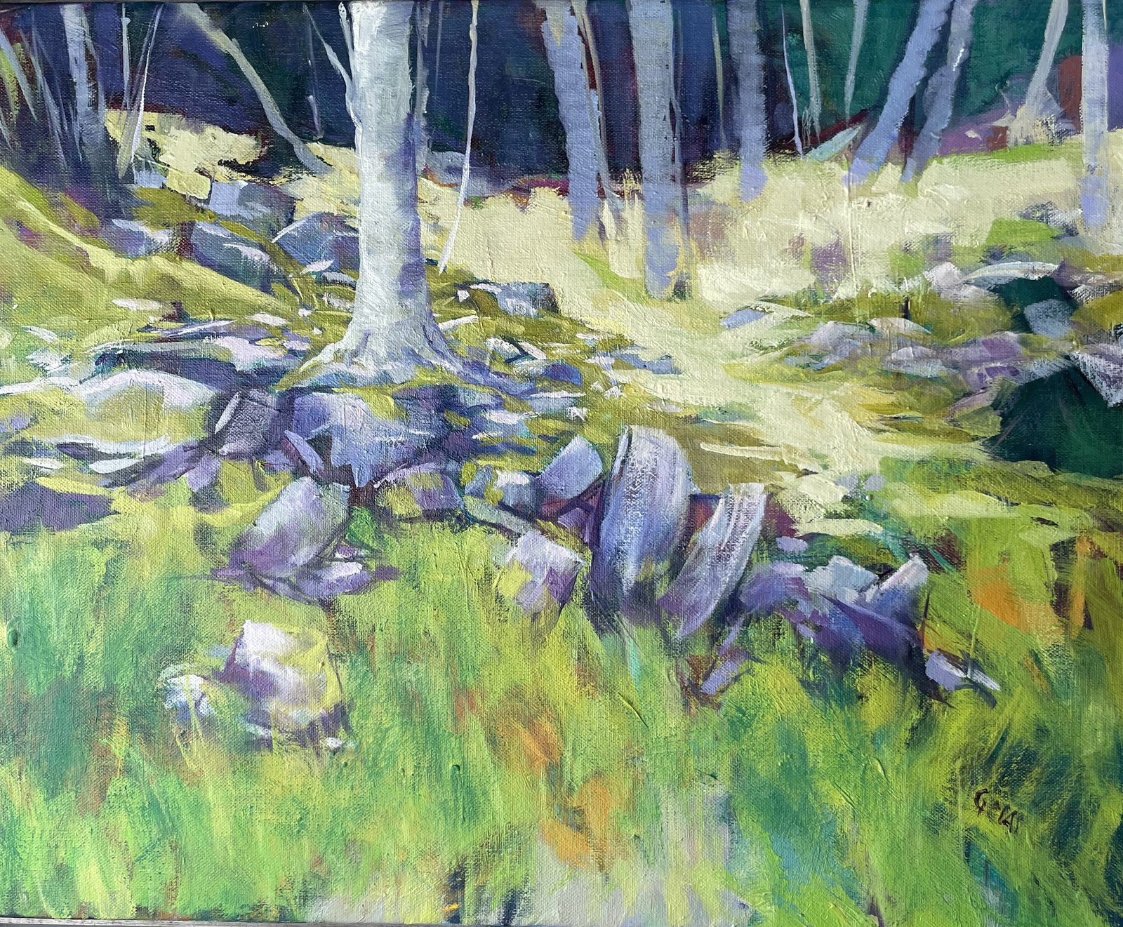 Prado y rocas, obra de José González Mas, 46 × 38 cm