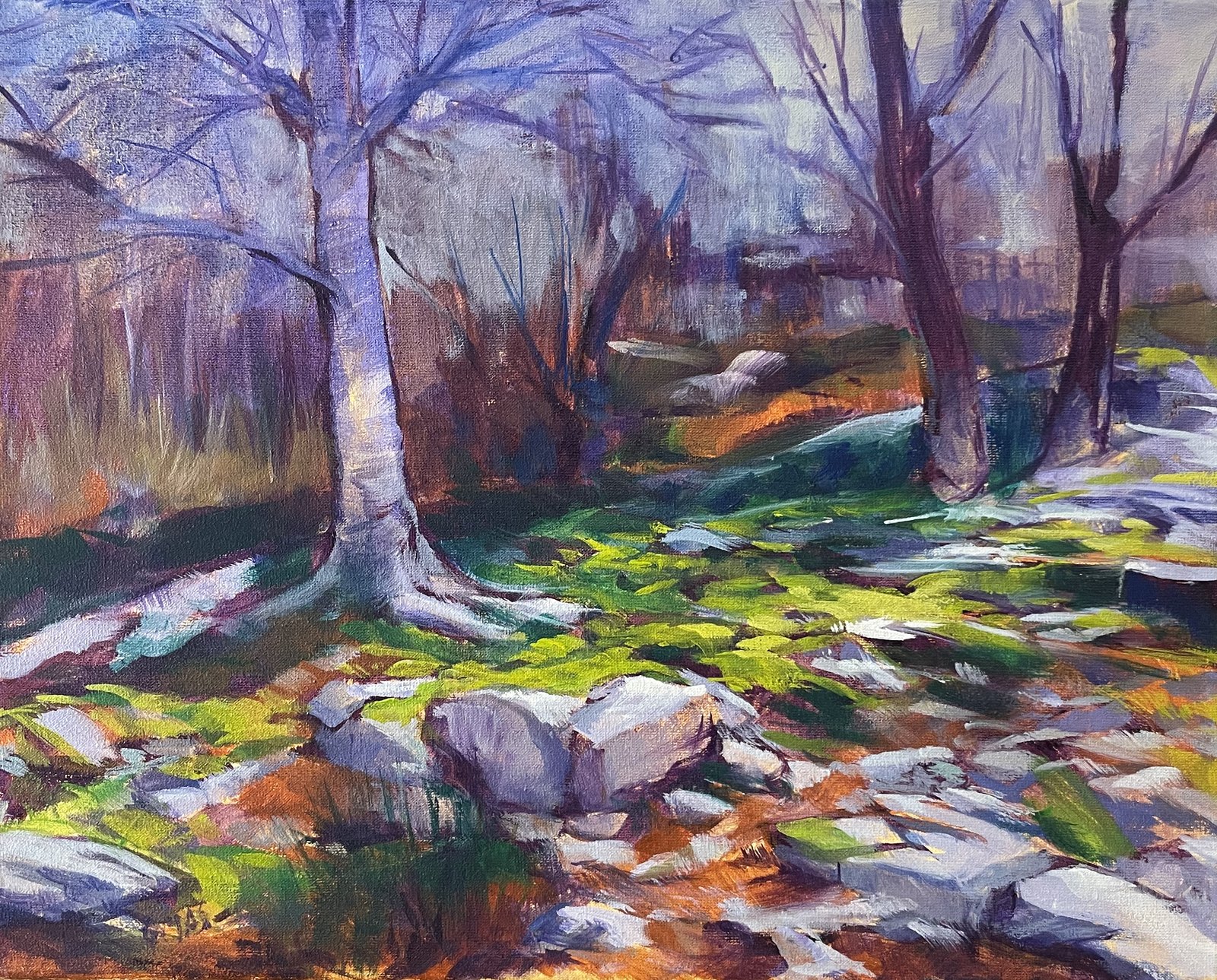 Hayas y rocas, obra de José González Mas, 41 × 33 cm