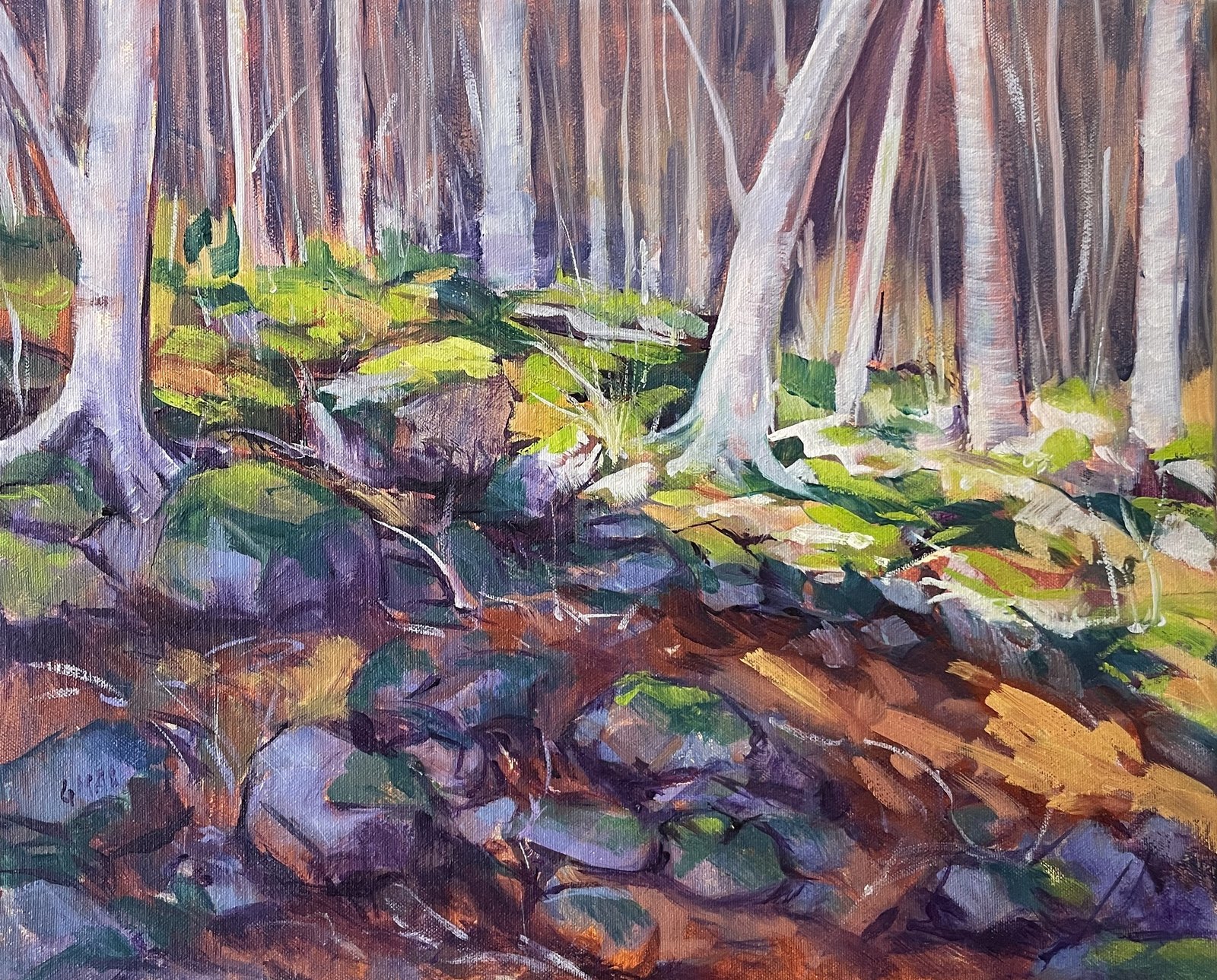 Hayas y rocas, obra de José González Mas, 41 × 33 cm