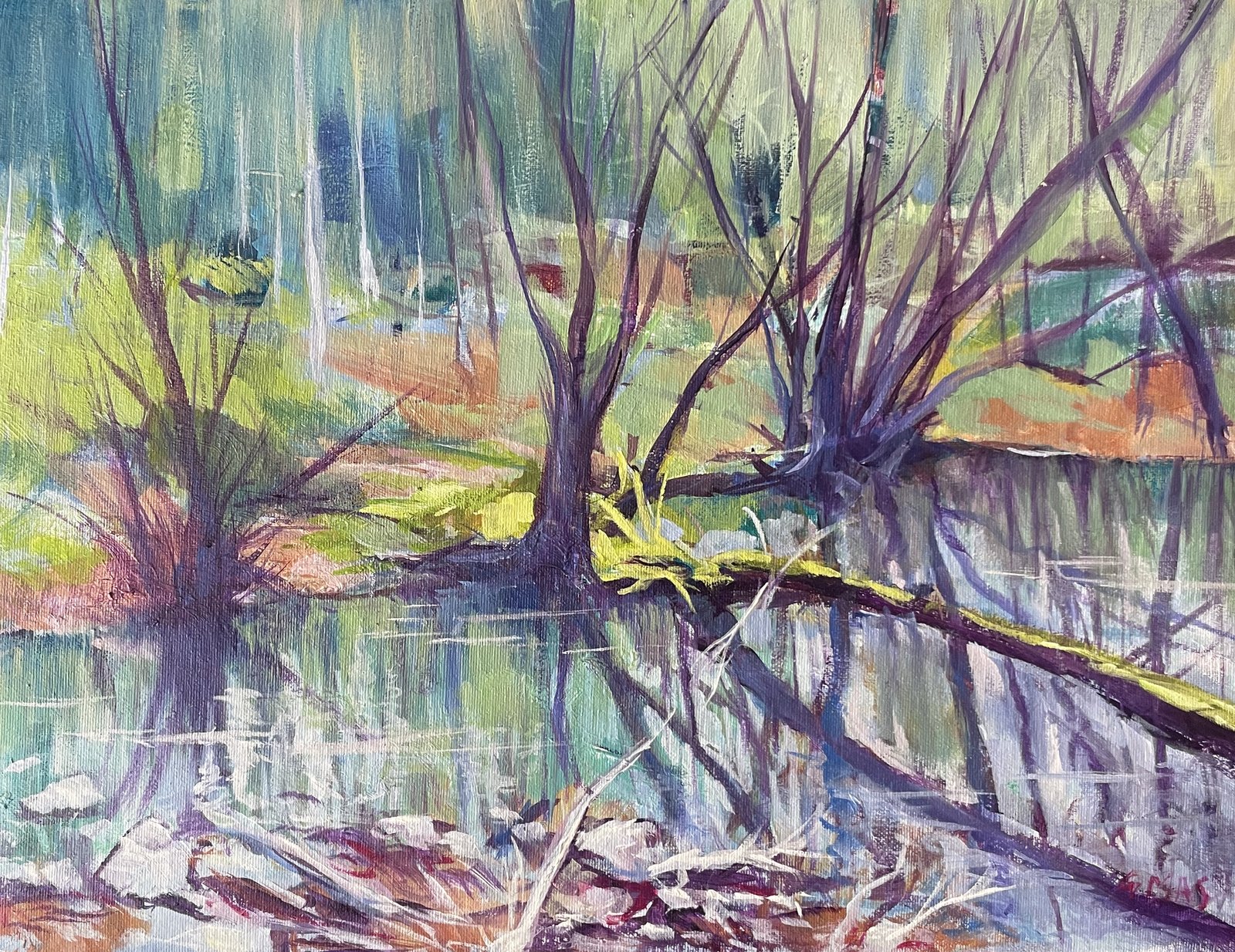 Charca fuente de teja, obra de José González Mas, 35 × 27 cm