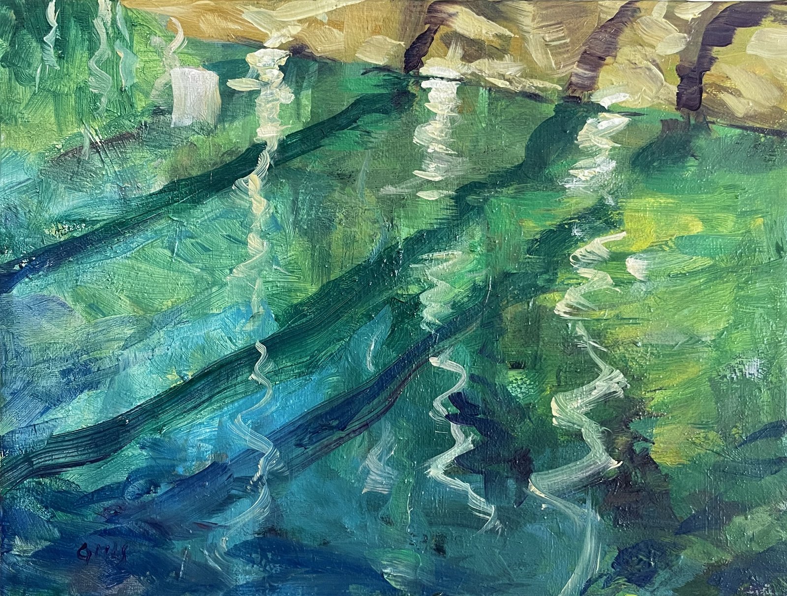 Reflejos río Abion, obra de José González Mas, 33 × 25 cm